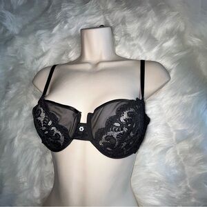 Sexy Black Lace & Sheer Mesh Underwire Bra